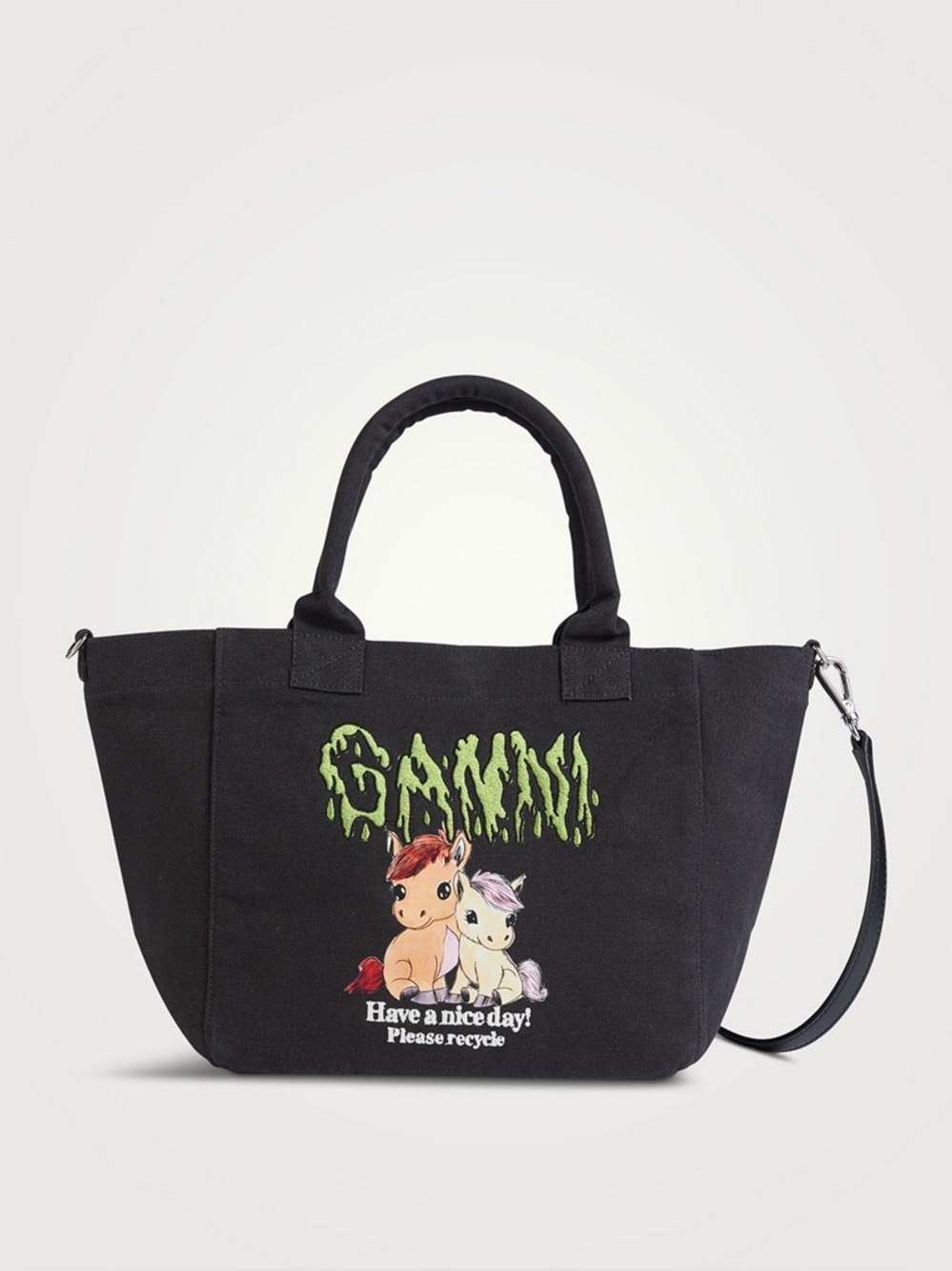 Ganni Pony Small Easy Canvas Shopping 2-Way Bag w/ Top Handles 🐴 - Picture 1 of 11